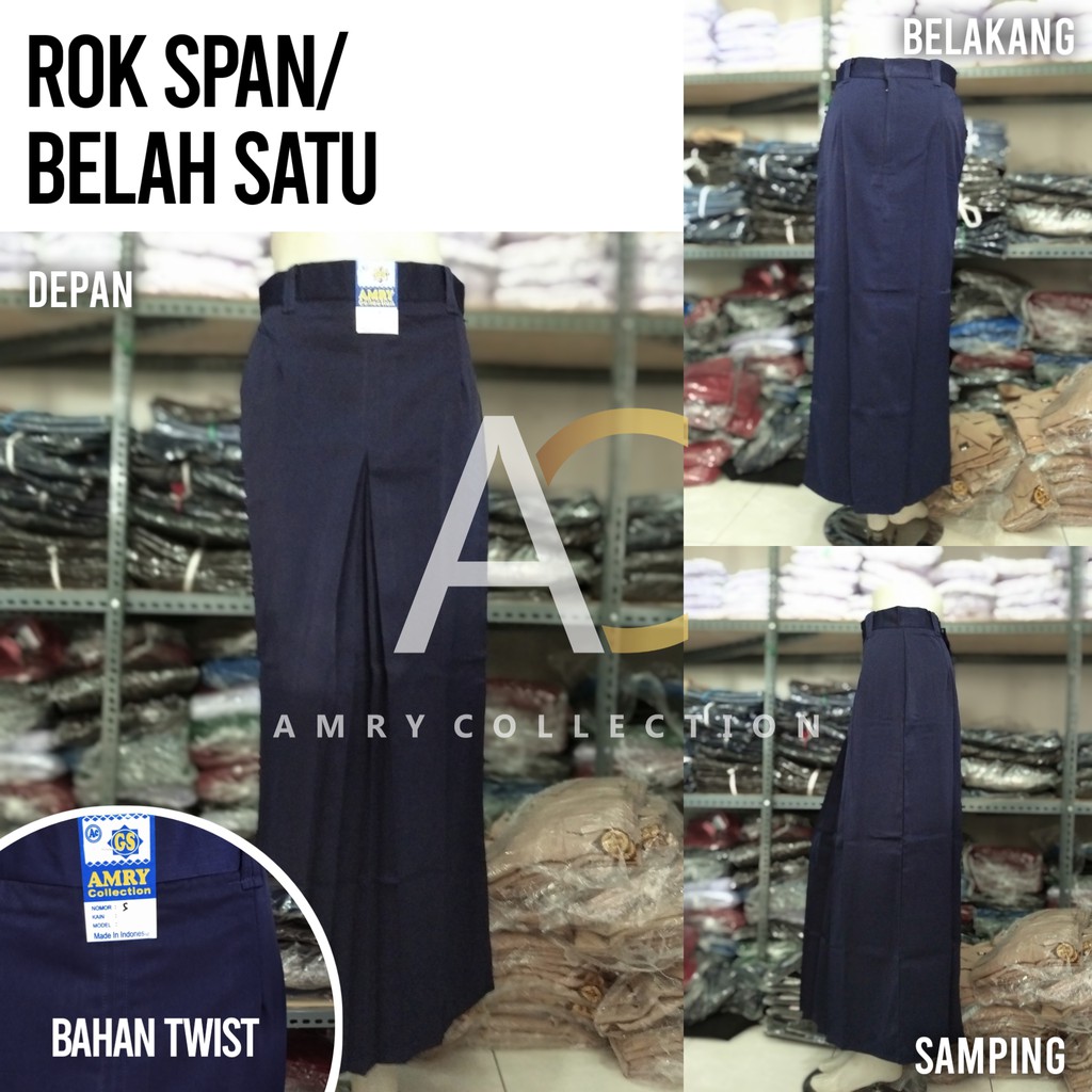 Rok span 1 Biru SMP Rok panjang rempel 1 Bahan Licin Seragam sekolah