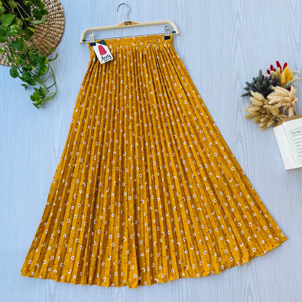 Renira Skirt Bawahan Rok Wanita - Hyget Premium All Size-MUSTARD2