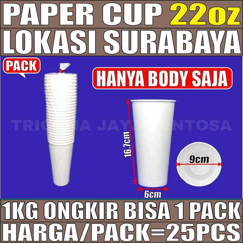 Paper Cup 22oz Pack 25 pcs Gelas Kertas 660ml Coffee 22 Oz Murah Surabaya