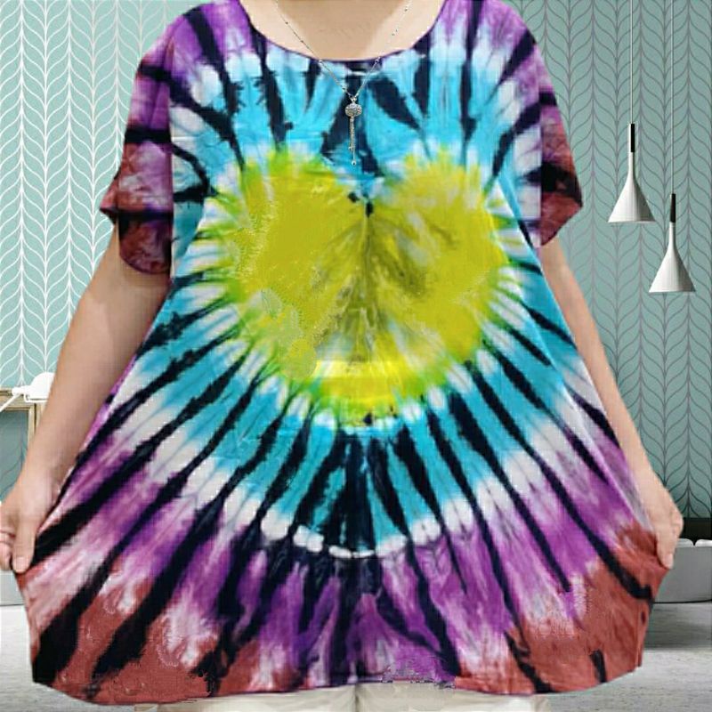 baju tie dye jumbo LD 140 BIG SIZE MOTIF LOVE bahan rayon berkwalitas