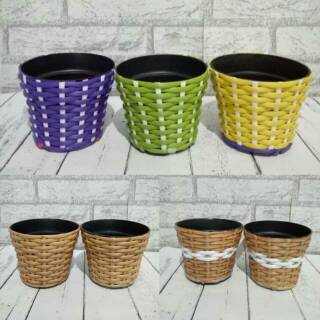 Vas anyaman rotan pot bunga anyaman 12 cm Shopee Indonesia