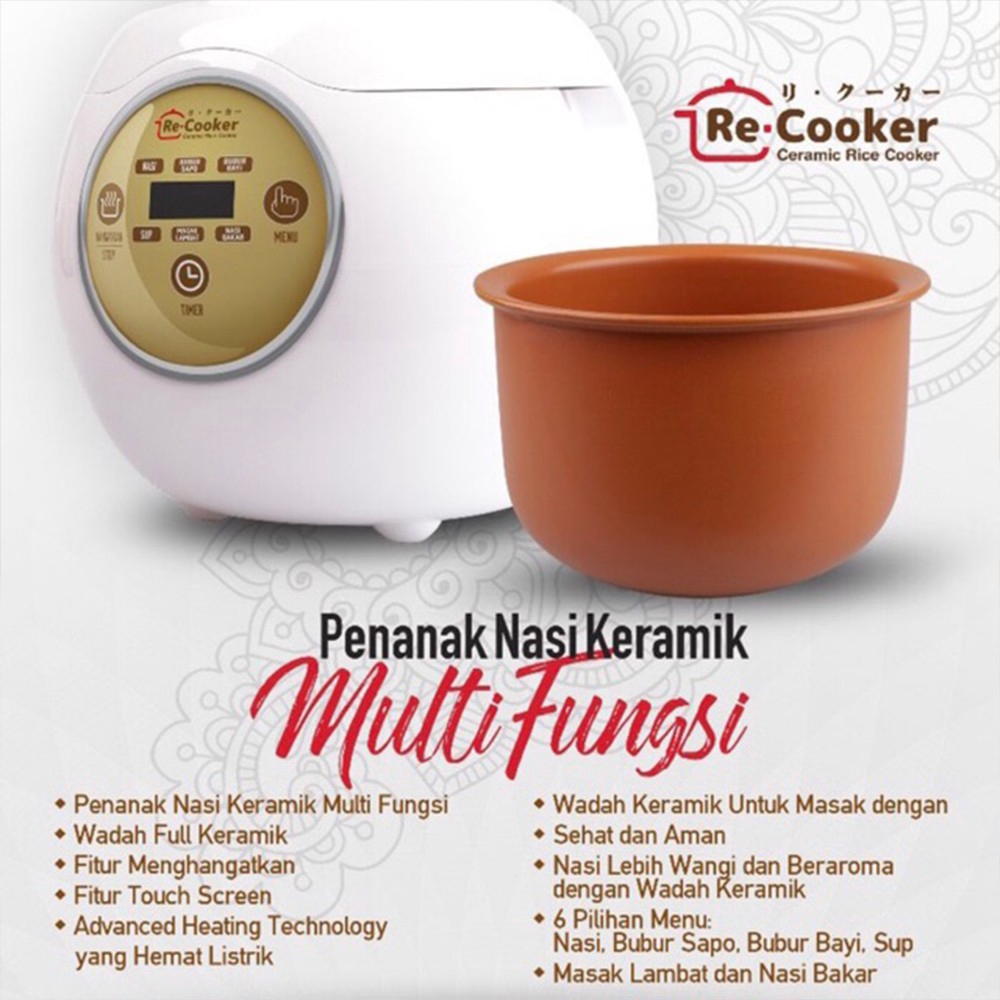 RB Rice Cooker Digital Dengan Inner Pot Ceramic Low Watt