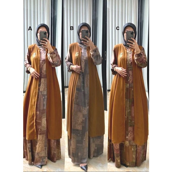 DILARA WOOD DIOR SET (DRESS N OUTER) BY ONE R (PO 16 NOVEMBER)
