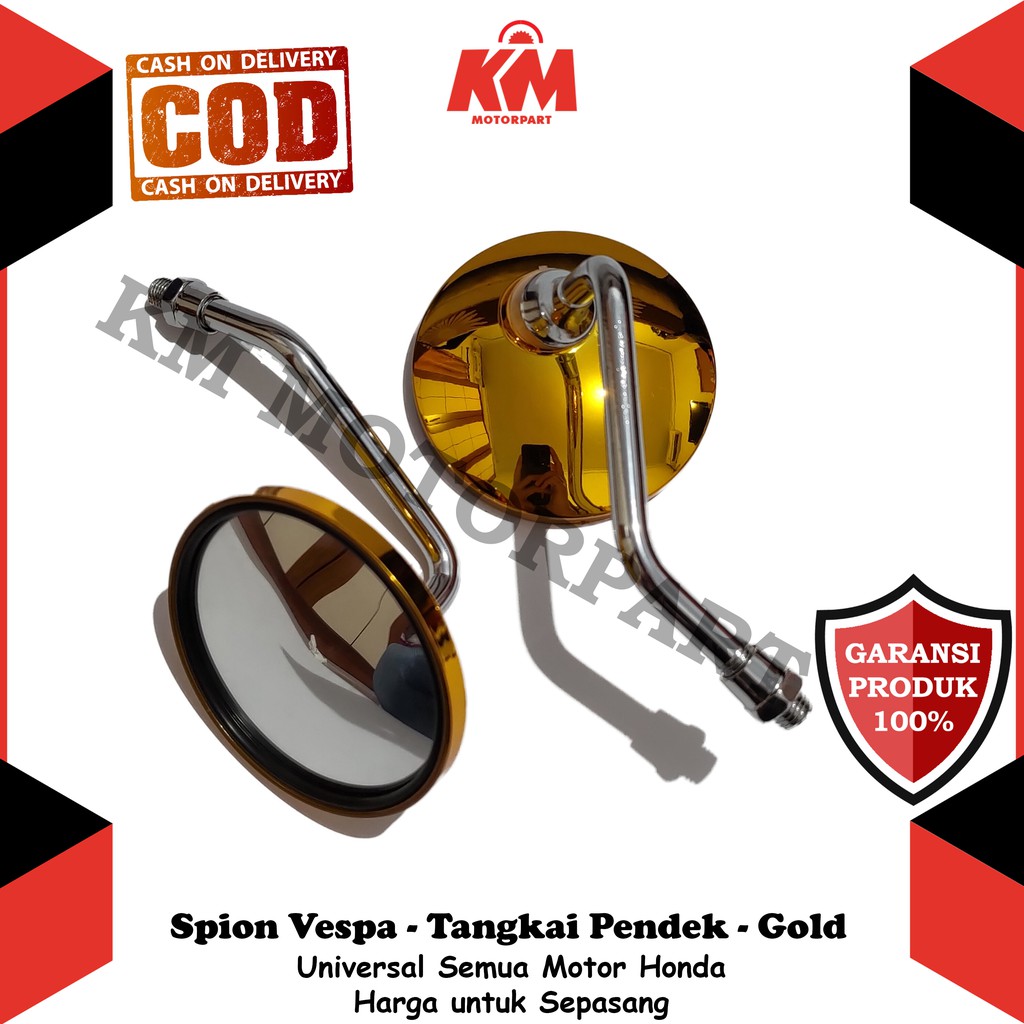 Kaca Spion Motor Tangkai Pendek Untuk HONDA Model Vespa Bulat Spion Variasi Aksesoris Motor Beat pcx