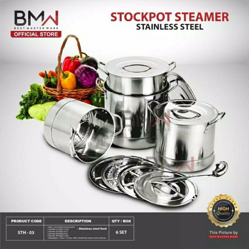 STOCKPOT BMW STAINLESS STEAMER | PANCI SET STEAMER BMW