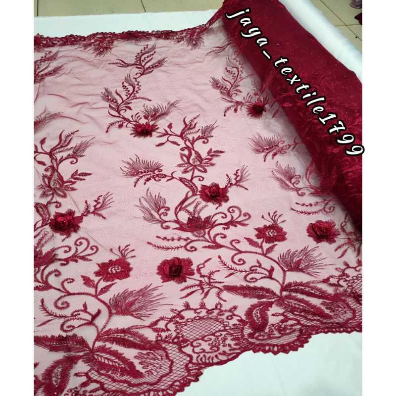 Kain Tile Tulle brokat kebaya/ Tile 3d / harga 0,5m