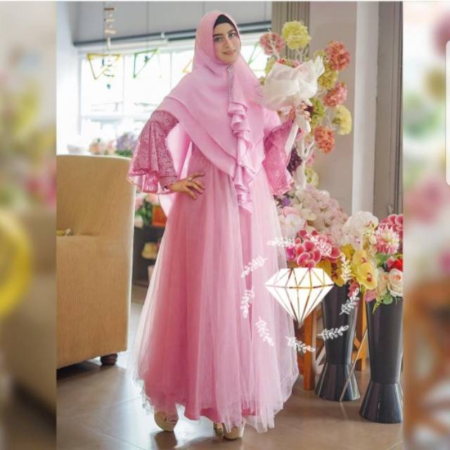 Baju Gamis Dress Kondangan Pesta Muslim Wanita Dewasa Terbaru 2023 lebaran cantik keren ramadhan ker