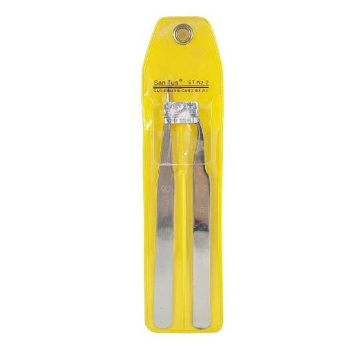 Pinset Santus 2pcs Pencapit Lurus Bengkok Set Tweezer ST-NZ-2