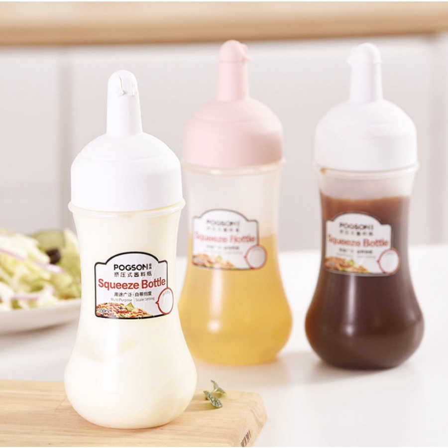 Botol Saus Kecap Mayonaise 350ml Botol Saos Minyak Plastik Transparan Anti Tumpah Multifungsi