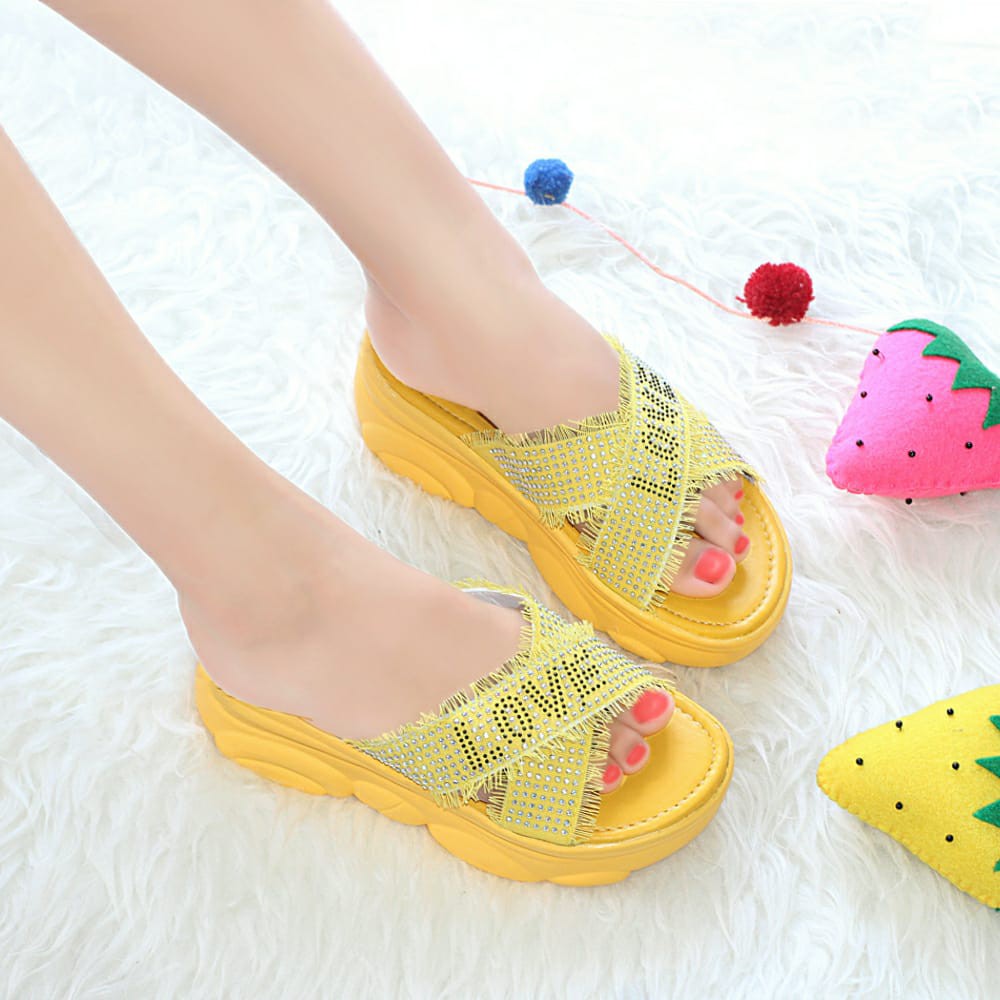 yellow beach sandals