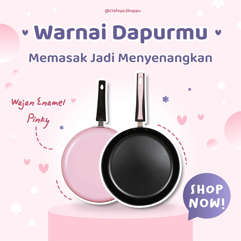 Fry Pan Enamel Pinky - Wajan Enamel Pinky - Fry Pan Diameter 25 cm