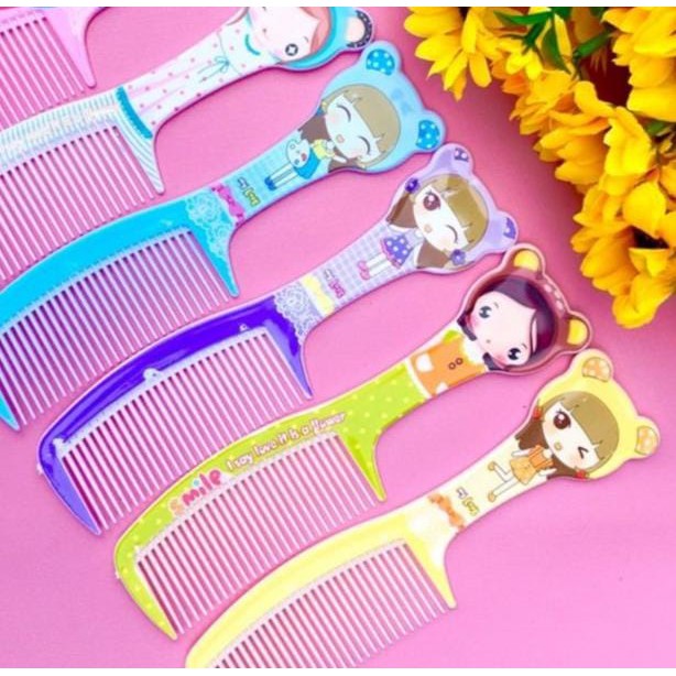 Vinztstore - Sisir Rambut Karakter Fancy Haircomb Anak Dewasa Sisir Besar Anti Kusut Gagang