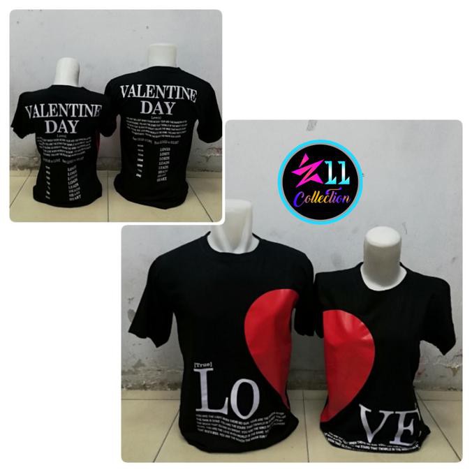 Baju Couple Valentine Love 5611 Kaos T Shirt Berpasangan Putih All Size Shopee Indonesia