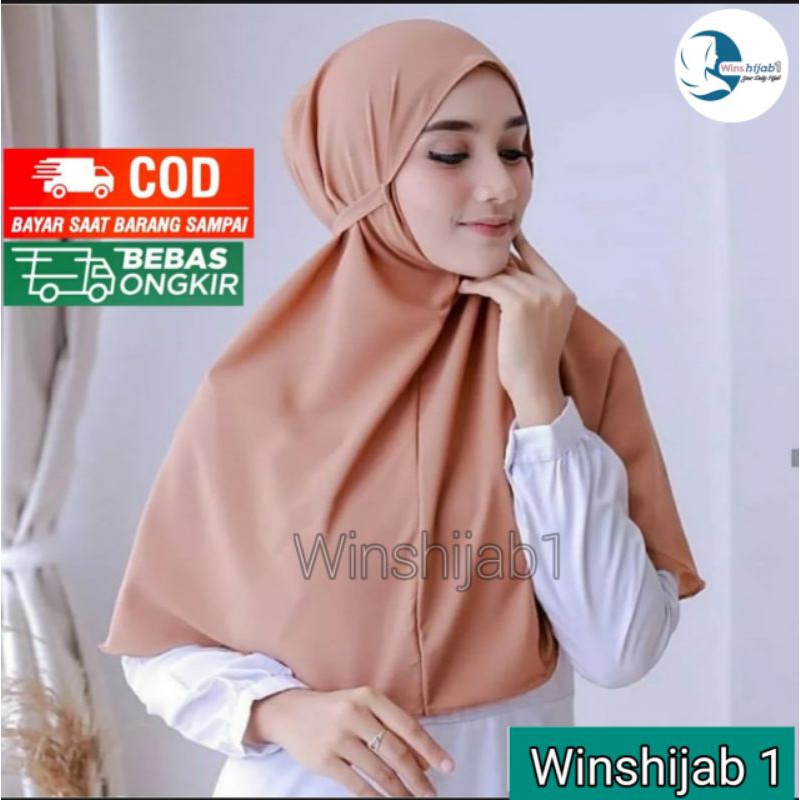 Jilbab Bergo NAURA SIZE M DEWASA / BISA UNTUK ANAK  10 TH + / HIJAB INSTAN BERGO MARYAM-Moca