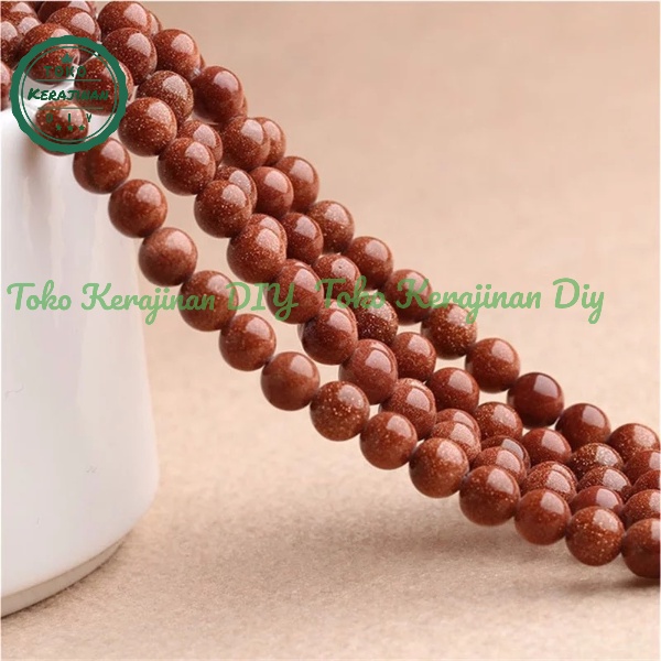 Bahan Gelang Batu Alam Pasir Emas 6mm 8mm 10mm Untuk Kerajinan Craft dan DIY