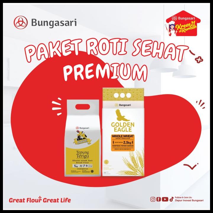 

TERBARUU!! BUY Bungasari Golden Eagle Whole Wheat 2,5kg + Kabuki Gold Tepung 1kg TERLARIS