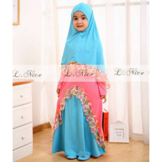 L Nice Gamis Blue Pink