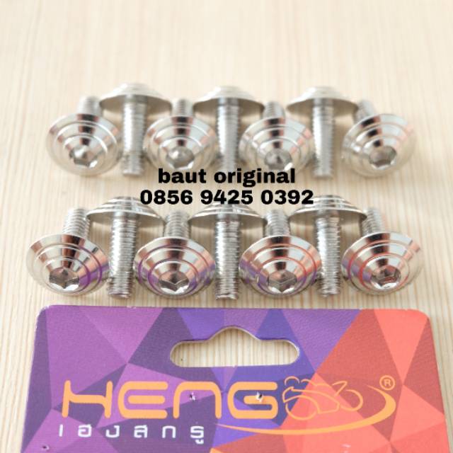 Baut payung probolt ulir silver stainless 6x15 drat 10 panjang 1.5 cm original heng thailand sensor airduct