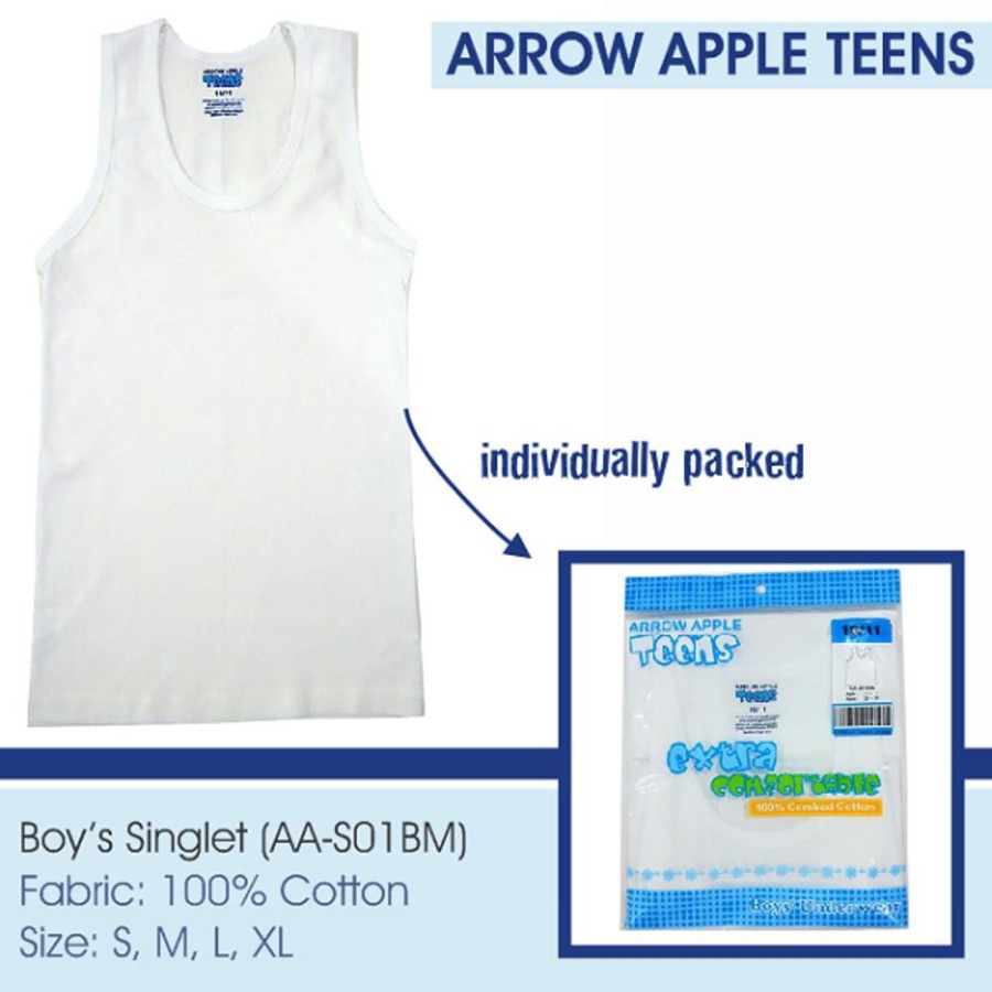 Kaos Dalam Singlet Anak Remaja Laki-laki Arrow Apple AA-S01BM Putih