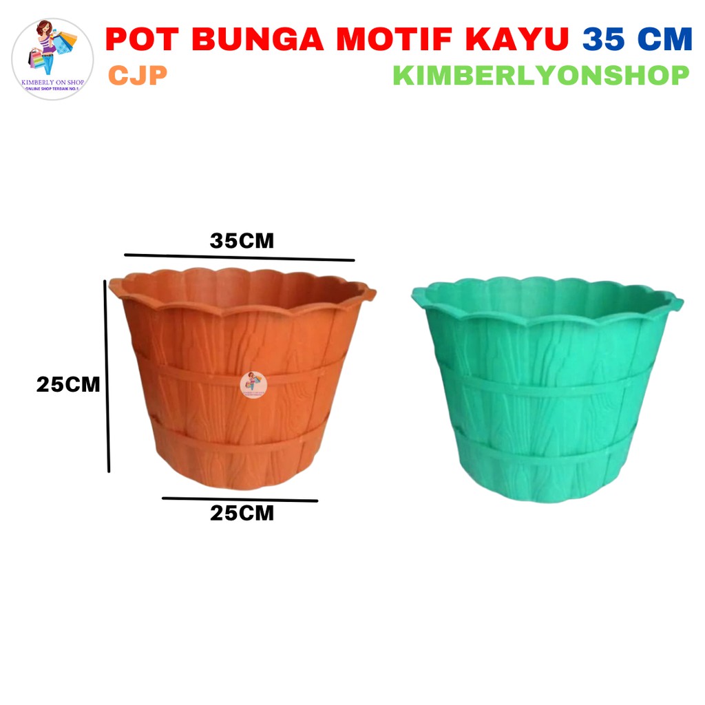 Pot Bunga Plastik Motif Kayu 35 Cm KHUSUS GOJEK