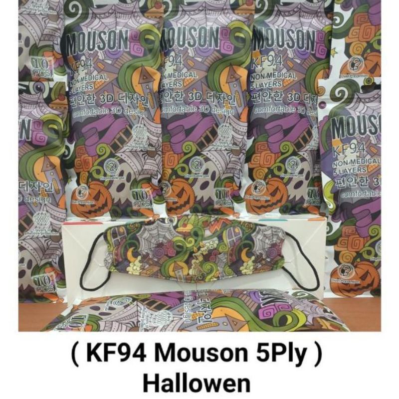 MASKER KOREA KF94 MOUSON 10PCS EDISI MOTIF HALLOWEN
