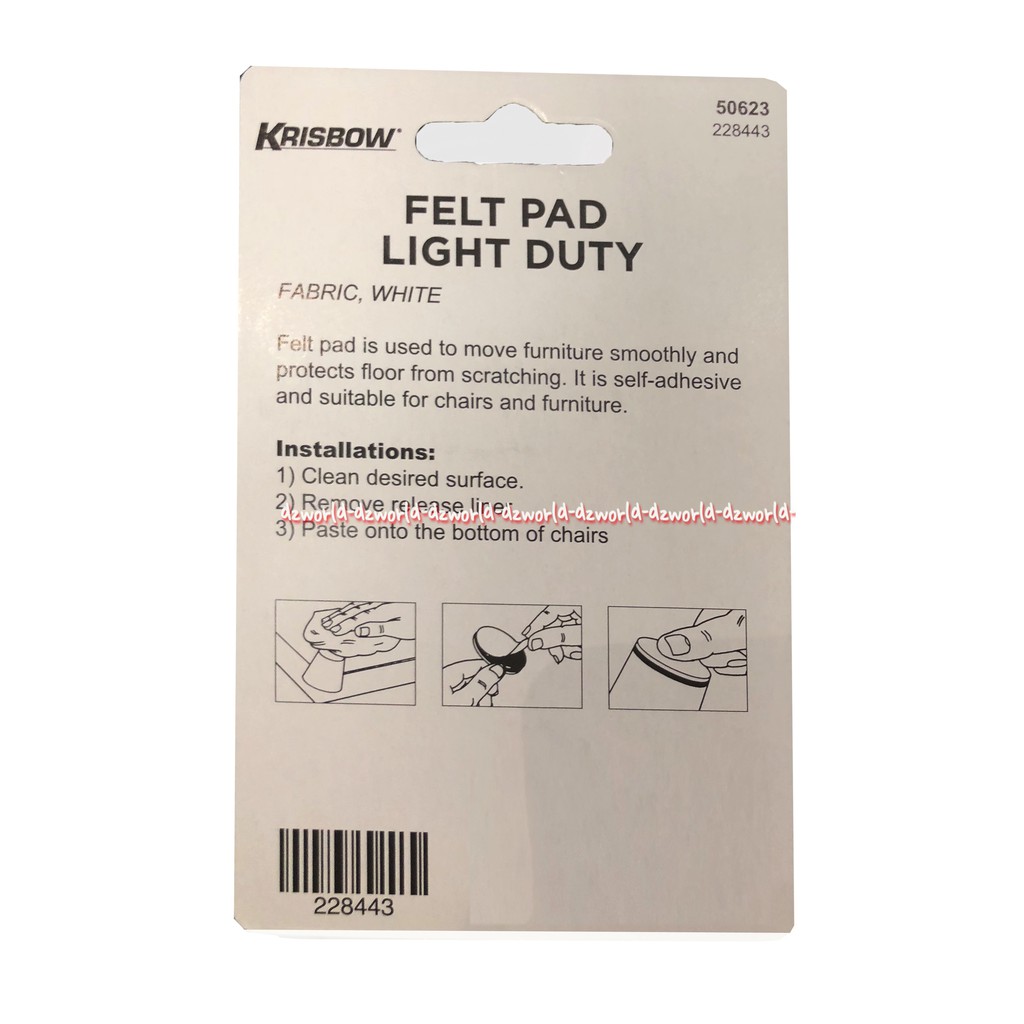 Krisbow Felt Pad Light Duty Pelindung Alas Kaki Meja Atau Lemari Alas Pelindung Lantai 12pcs