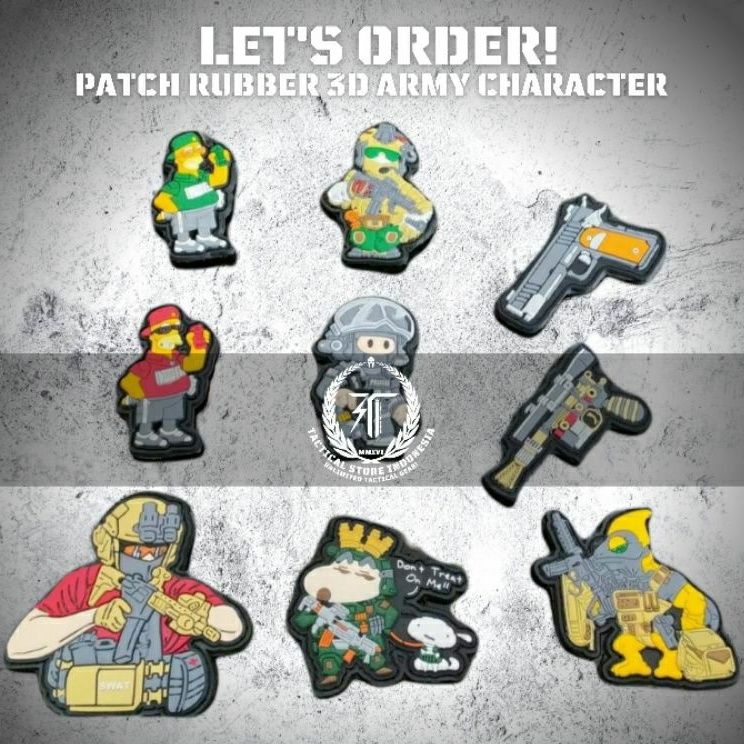 Patch Rubber Velcro 3D Army Character