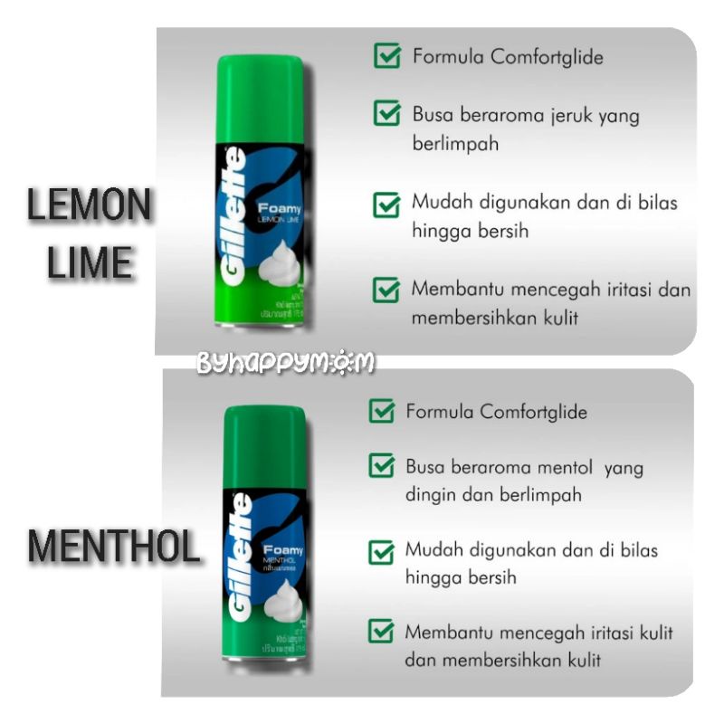 Jual Gillette Shaving Foam Krim Alat Cukur Foamy Lemon Lime Menthol