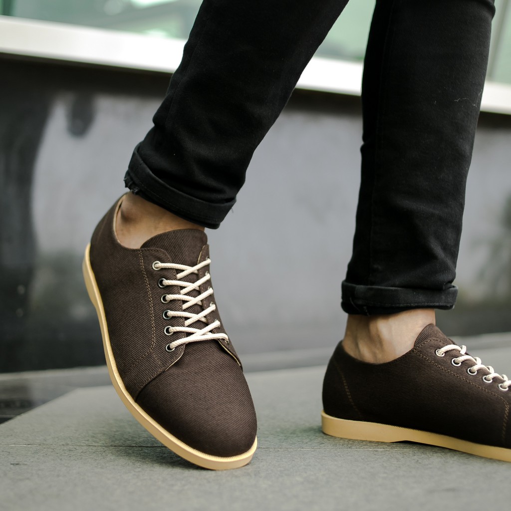 ELVRA Footwear - Sepatu Pria Sepatu Sneakers Sepatu Kasual Casual Sepatu Kanvas Canvas - Costa Brown Cream