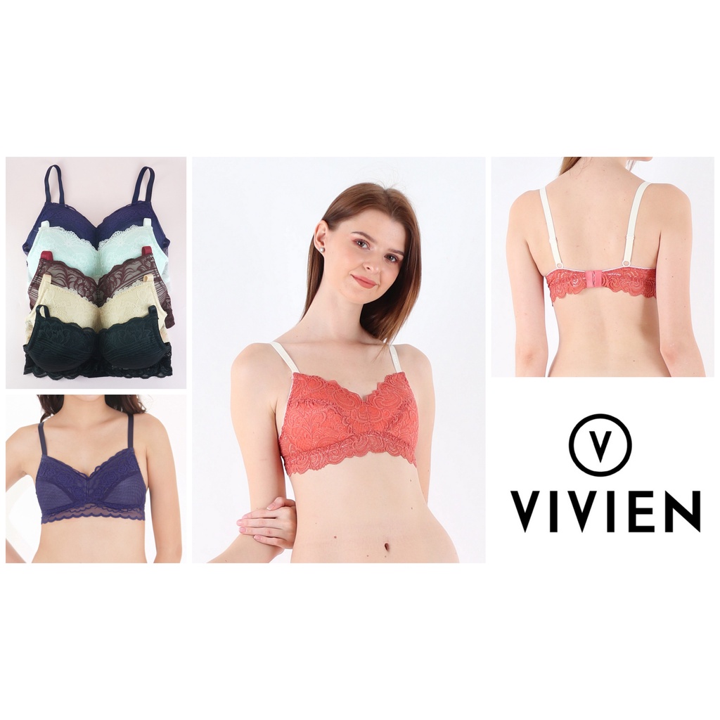 Bra Busa Tipis Wanita Renda Full Cup Tanpa Kawat VIVIEN size 34B 34C  Wireless / wirefree Pakaian Da
