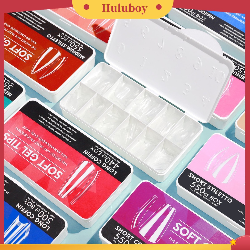 Huluboy Huluboy♡ 550pcs / 500 / 440Pcs / 400Pcs Kuku Palsu Transparan Bentuk Tangga Untuk Manicure