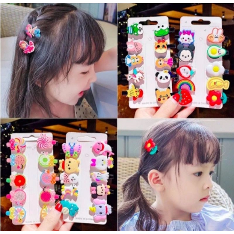 SMP99 - Jepit Rainbow isi 10 Pcs / Jepit Rambut Anak / Jepit rambut anak perempuan / Jepit rambut karakter / Jepit Rambut isi 10 PCS Motif Cartoon Dan Buah / Jepit Rambut Kekinian / Jepit Rambut Anak Lucu / Jepit Karet / Jepit Silikon