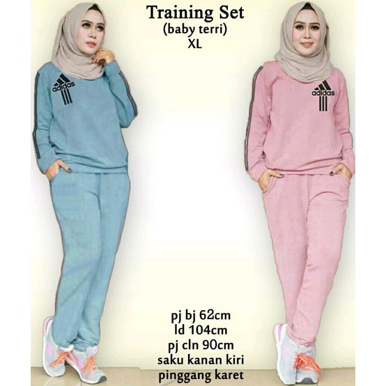 Baju wanita setelan training set adidas