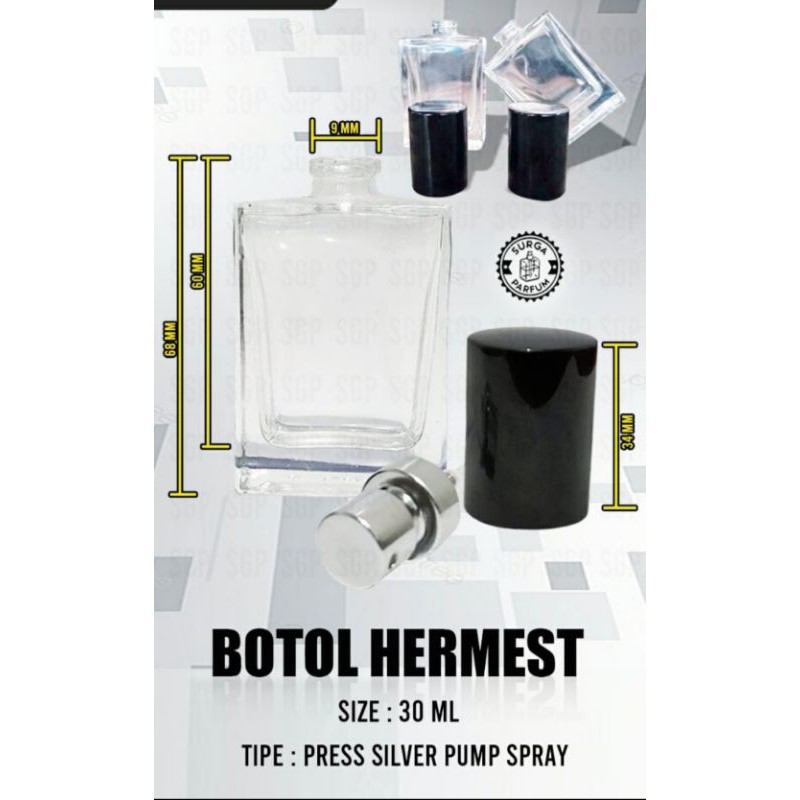 Botol Parfum Hermes 30ml | Botol Parfum Murah | Botol Parfum Cantik  | Botol Parfum Grosir/Eceran |