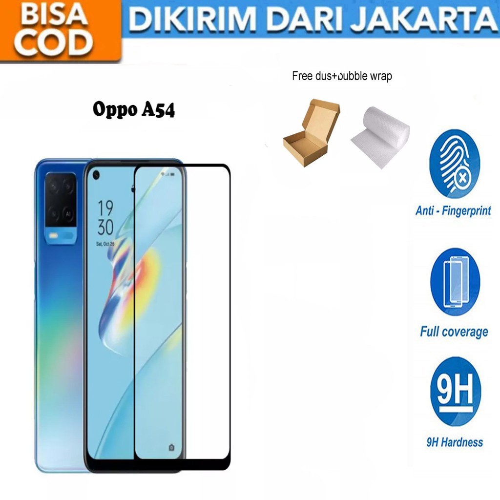 Tempered Glass Oppo A54 2021 Full Cover / Full Screen Protector Anti Gores