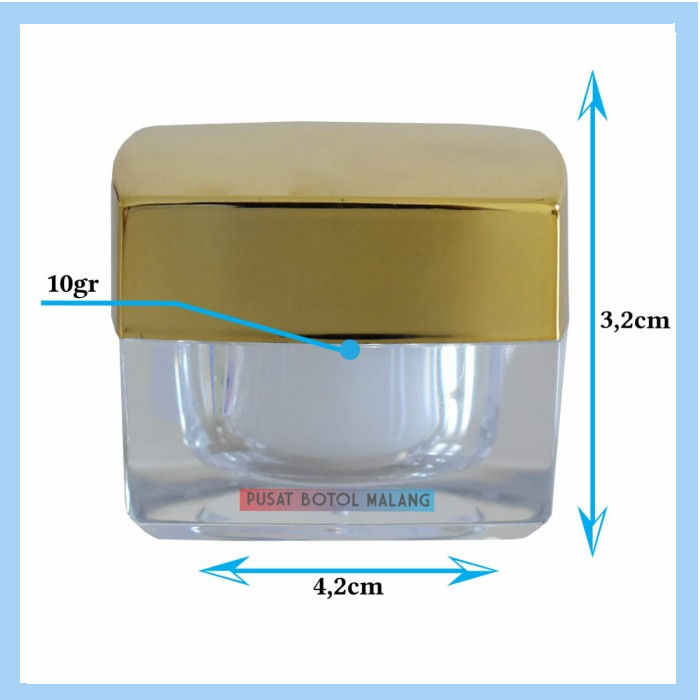 Pot Acrylic Square 10Gr Gold