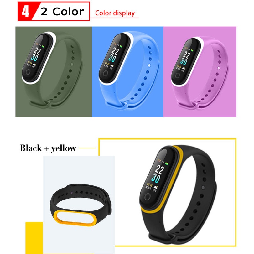 TWO Color Strap Mi Band 3 4 ​Silicone Jam Gelang Xiaomi MiBAND watch Silikon Classic Tali jamtangan smart watch siaomi Warna Hitam biru merah hijau putih