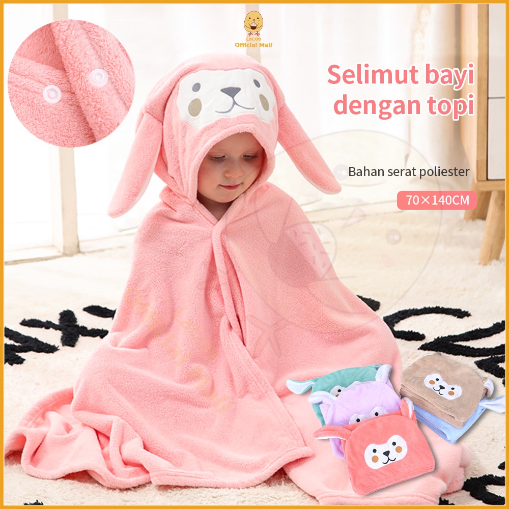 Lacoo Handuk bayi anak lembut Handuk mandi anak bayi motif kelinci 70*140 cm