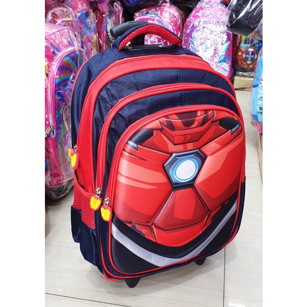 PROMO TERMURAH TROLLEY Roda Dorong SD 16&quot; UKURAN BESAR TAS ANAK SEKOLAH LAKI LAKI SD Karakter SUPER Jagoan TIMBUL 3Res IMPORT ( Garis Zoom 3D 16&quot; )