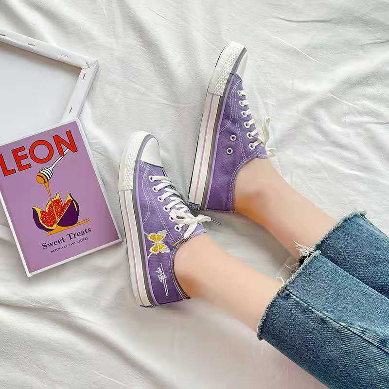 BJS3936 - BLACK/PURPLE/WHITE - Sepatu Sneakers Flat Wanita Cantik SEPATU WANITA SNEAKERS TALI FLAT MOTIF KUPU-KUPU JOGGING SPORT OLAHRAGA LARI PAGI FASHION IMPORT TERMURAH TERLARIS TERBARU BAGSTORE JAKARTA JSS3936