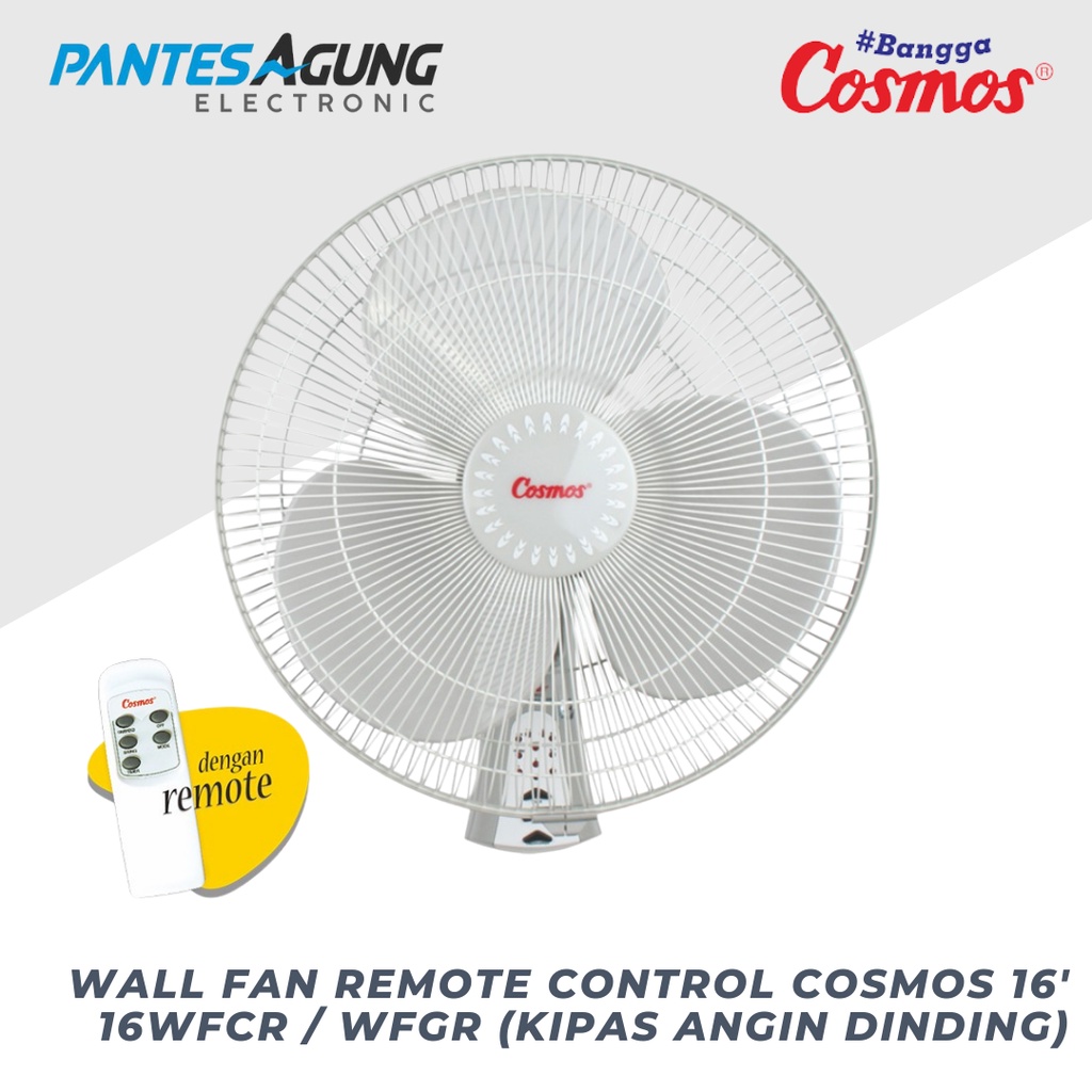 Wall Fan Remote Control COSMOS 16 Inch 16WFCR / WFGR (Kipas Angin Dinding)