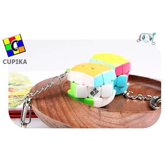 Rubik 3x3x3 Qiyi Gantungan Kunci 3x3  3 cm Model cembung/Pillow Stickerless Lucu Murah