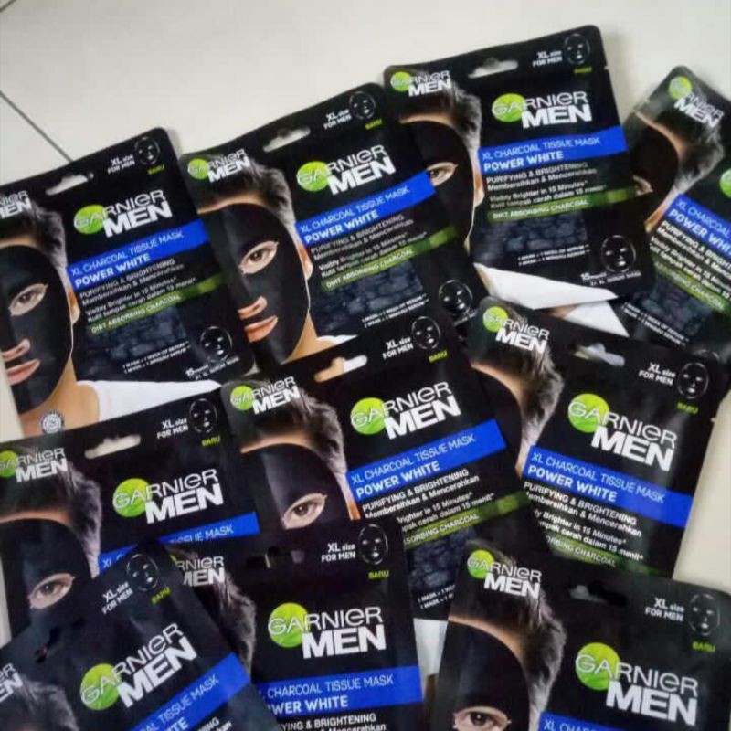 Garnier Men XL Charcoal Tissue Mask Power White Sheet 10pcs