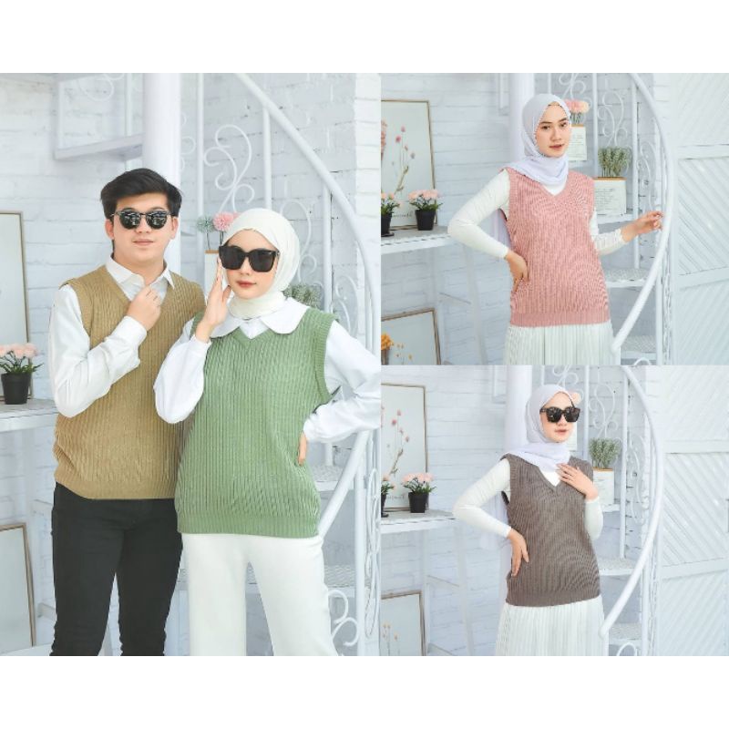 Vest Rajut Wanita Polos/ Vest Rompi Rajut / Rompi Rajut Wanita Pria/ Women's Vest