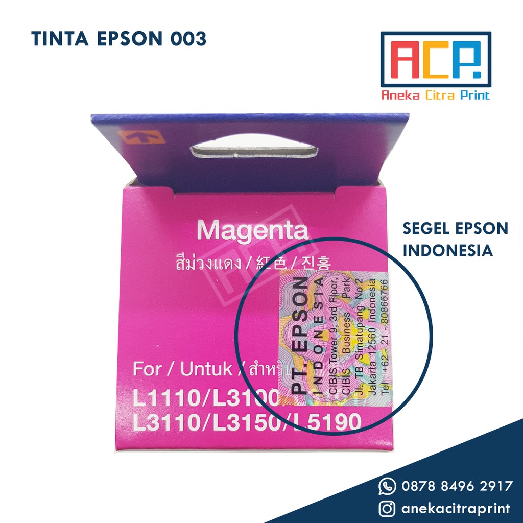 1 Set Tinta Epson 003 Original - Printer Epson Ink Tank L1110 L3100 L3110 L3150 L5190