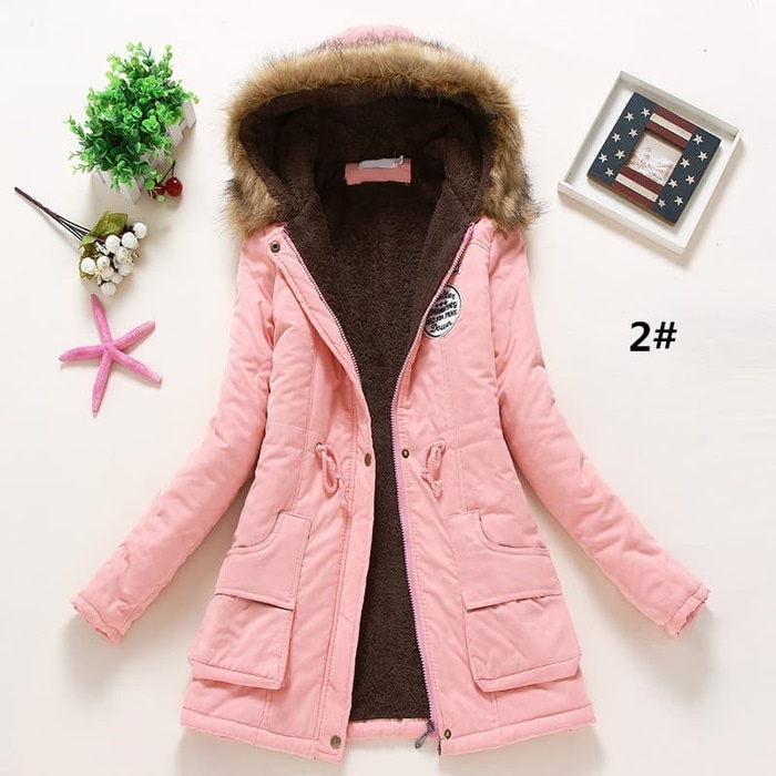 Jaket Parka Bulu musim dingin wanita Winter Jacket Coat women with Hoodie