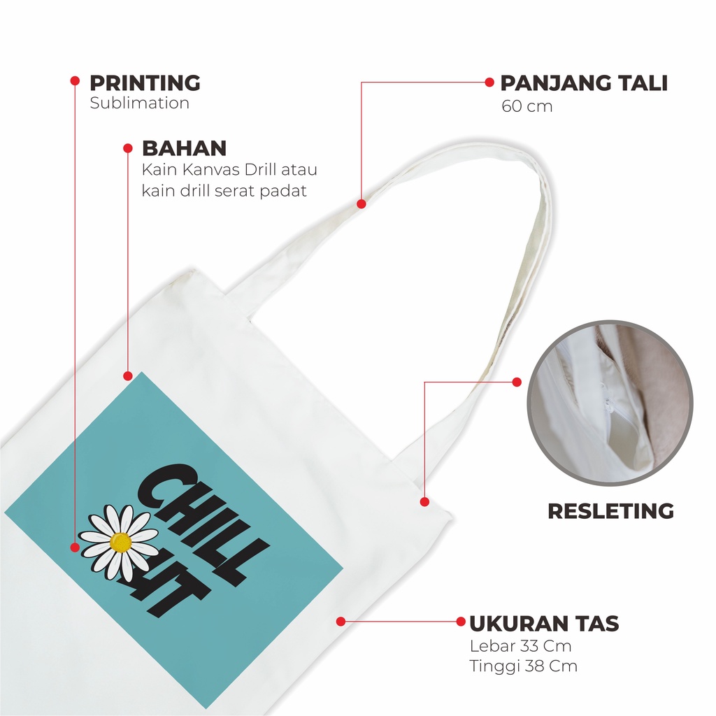 Sevine Totebag Tas Wanita Tote Bag Resleting Aestethic Quote Motivation - LM