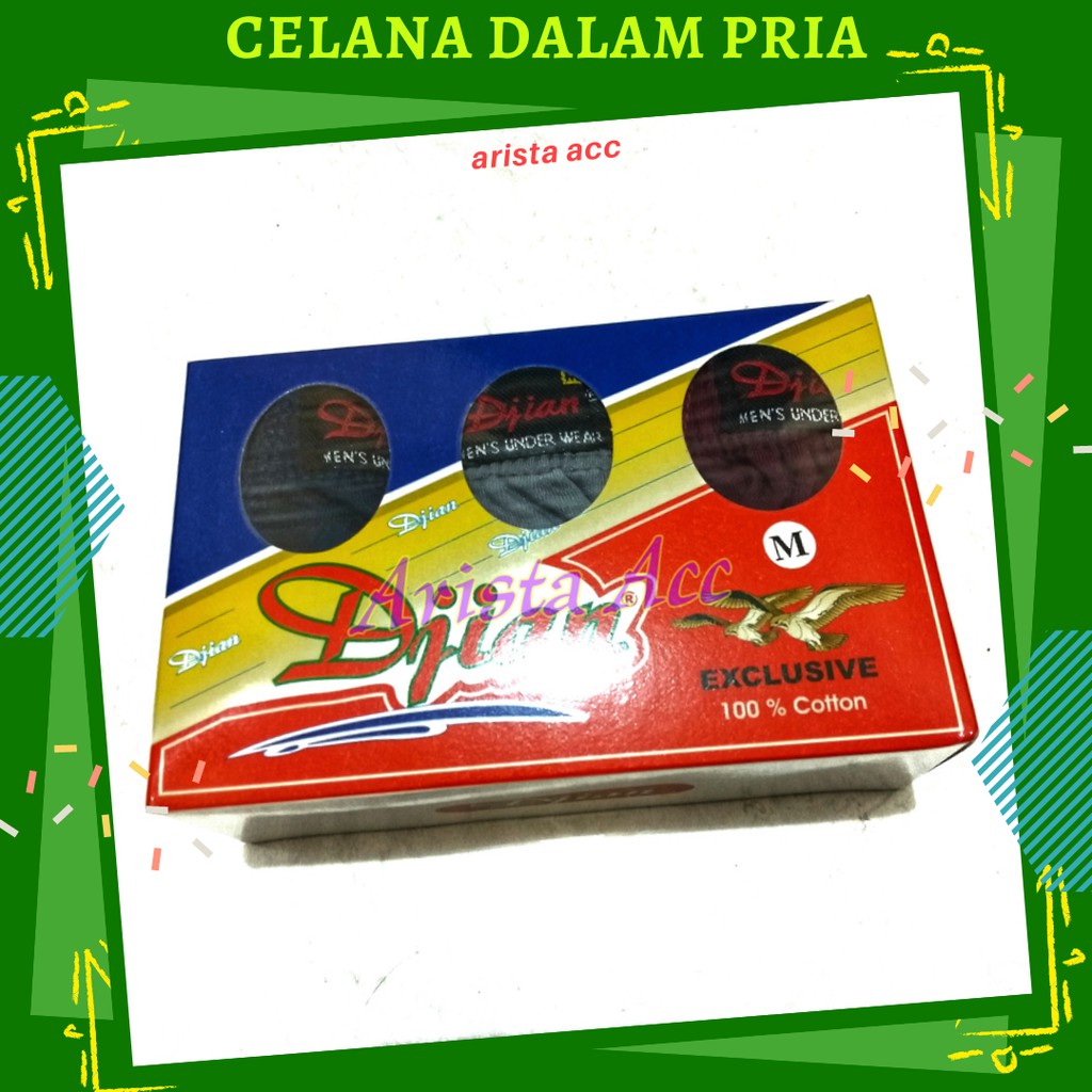 (Isi 3) CD CelanaDalam Pria Dewasa Djian Cowok Motif Polos Halus Nyaman