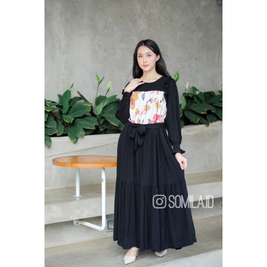 [SOMILA.ID] Peony Maxi Dress Korea Vintage Outfit Kekinian Chic Shabby