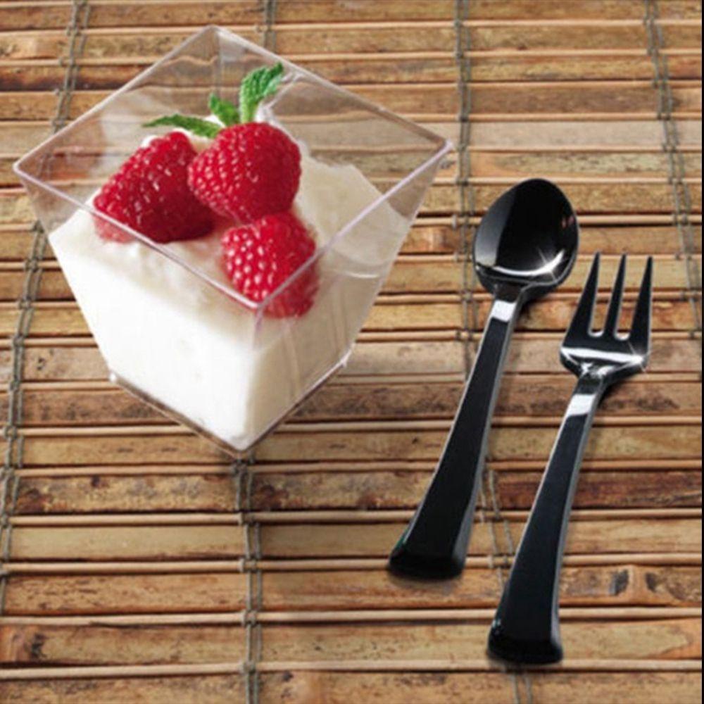 Solighter 10 / 30 / 50 Pcs Cup Holder Makanan Penutup Bentuk Trapesium Transparan Ukuran 60ml